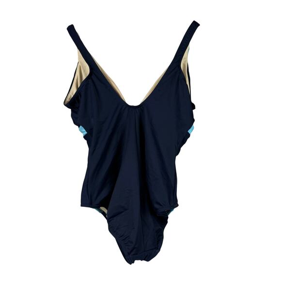 Miraclesuit NWT Spectra Trilogy One Piece Swimsuit Colorblock Size 16 Blue Black - Picture 3 of 11